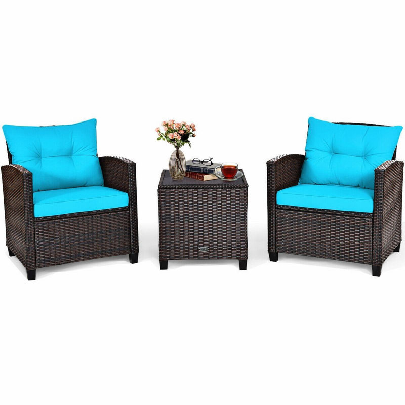 Ensemble de table basse 3 pièces, Turquoise