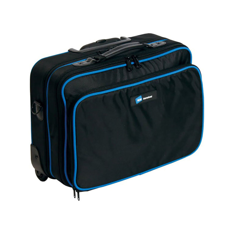 Black and Blue 18" Rolling Tech Bag with Polyester and Nylon