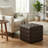 Phabian Tufted Cube Ottoman in 100% Genuine Leather, dark brown-573932220