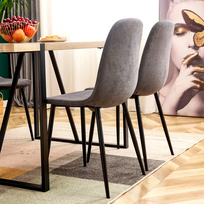 Ensemble de chaises de salle à manger confortables en lin et coton - Six pièces dans des chaises foncées seulement, sans les tables