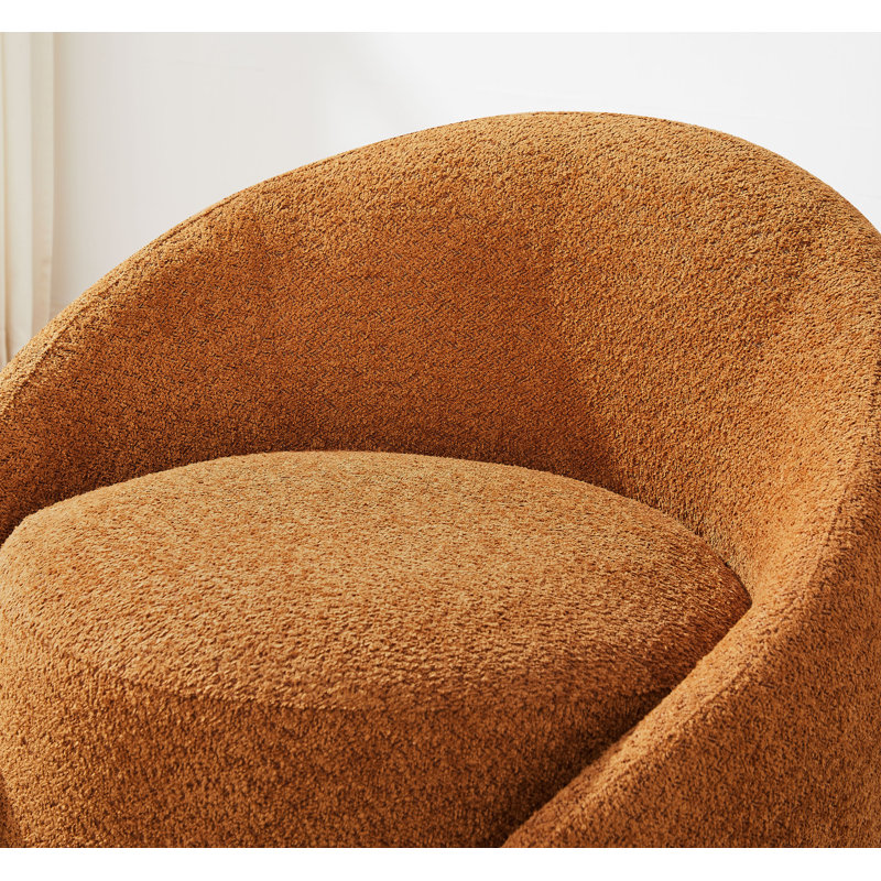 Blaklee Upholstered Swivel Barrel Chair, Curry Boucle