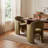 Modern Curved Back Upholstered Dining Chairs With Armrests & Open Back, Green Velvet Accent Chair For Dining Room/Living Room-1133386022