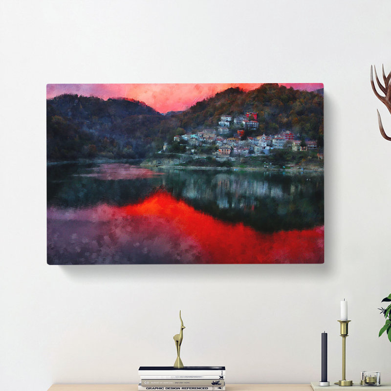 Lake Reflection In Rieti Italy - Wrapped Canvas, 35cm H x 50cm W x 3cm D
