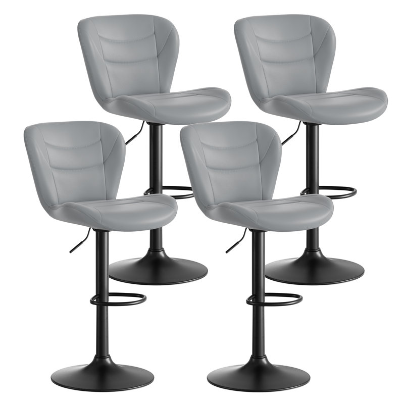 Adjustable Height Counter Stool with Metal Frame, 4, Light Grey