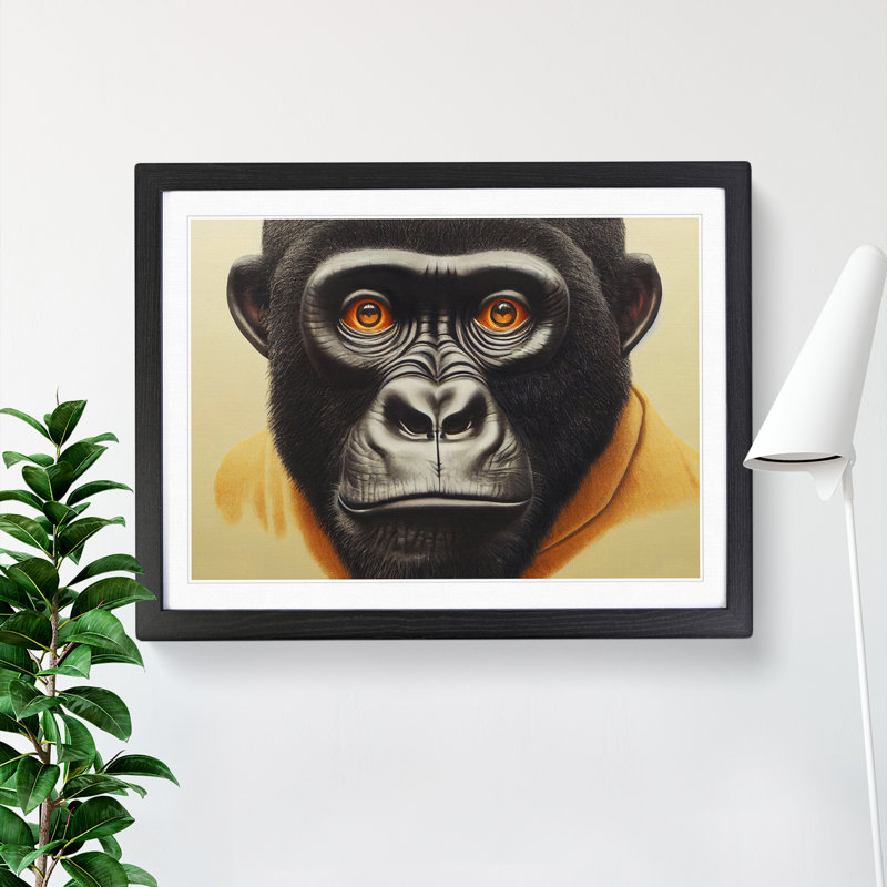 Curious Gorilla - Framed Print, Black, 25cm H x 34cm W x 2cm D