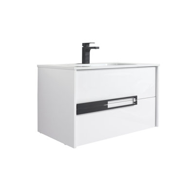 Brest 30 Inch Floating Bathroom Vanity with Sink – Wall-Mounted Wooden Vanity Cabinet , Soft-Close Storage & Modern Design