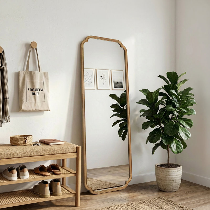 Abbate Full Length Wood Mirror, Natural Wood, 65" x 22"