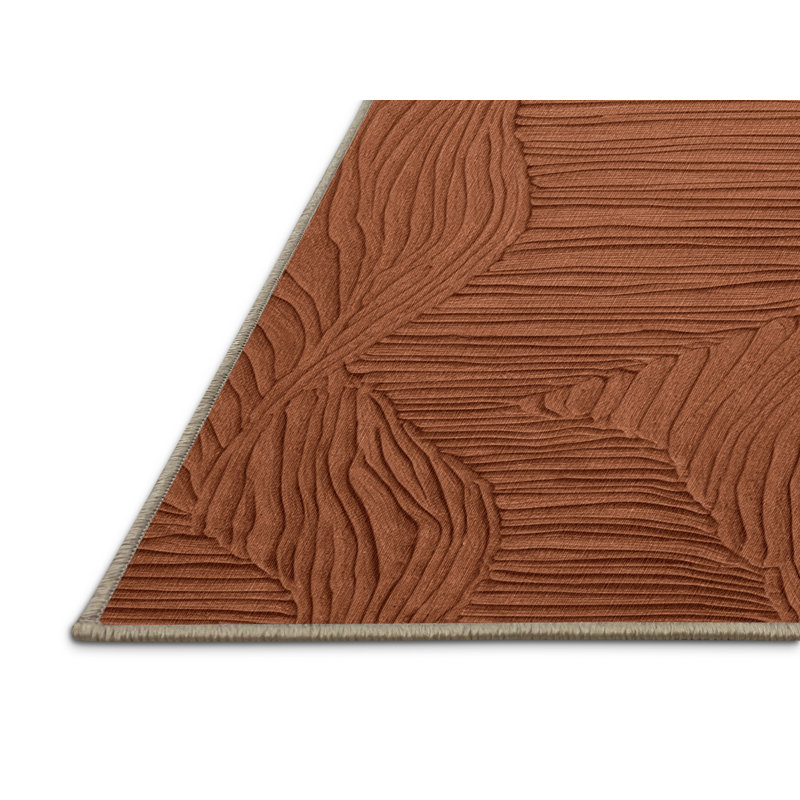Machine Washable Abstract Brown Area Rug, Round 4'