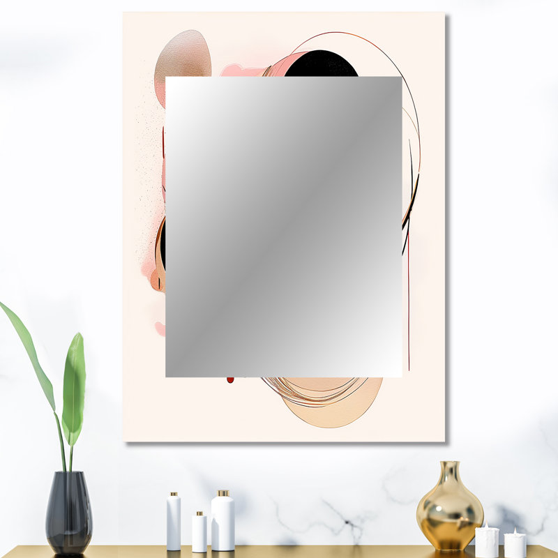 Dreams Of The Heart Watercolor Vintage Pink Gold I - Geometric Mirror, Modern Unique Wall Mirror, Printed Metal Art