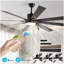Ventilateur de plafond à DEL 72 po en noyer avec 8 pales en bois, télécommande, température de couleur réglable pour le salon, la chambre à coucher ou la salle à manger (silencieux / 6 vitesses / réversible / moteur à courant continu)