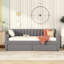 Lit de jour simple tapissier avec tiroirs, support en lattes de bois, gris-59712826