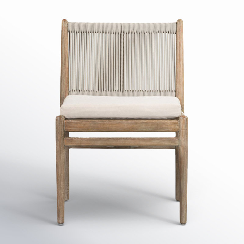 Baltzer Outdoor Dining Side Chair, Natural Frame/Lakin Oat Cushion