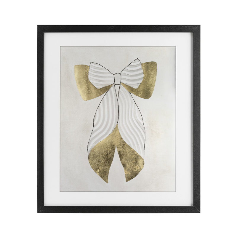 Neutre Artful Bow, impression encadrée sous verre, design par Vanna Lam, Cadre noir minuit, H 16 po x l 13 po