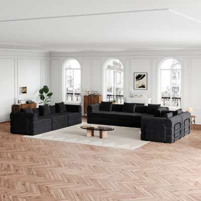 8-Seater Convertible Sofa Bed, Chenille Sofa, Equipped With Side Storage Pockets, Folding Sofa Bed, Suitable For Living Rooms, Bedrooms, And Studies, Carpeted Sofa.