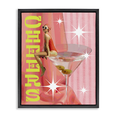  «Cheers Retro Drink & Swimmer», art mural sur toile par Daphne Polselli