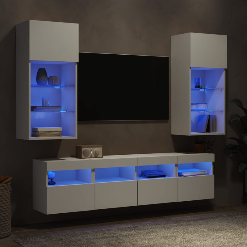 Budowski Unfinished Entertainment Centre for TVs up to 88" with Fireplace Included, White