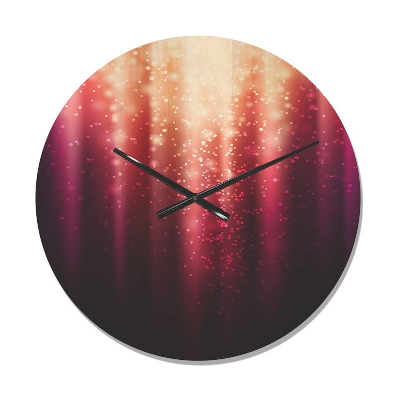 Mauve avec lumière magique - horloge murale moderne en bois, Petit
