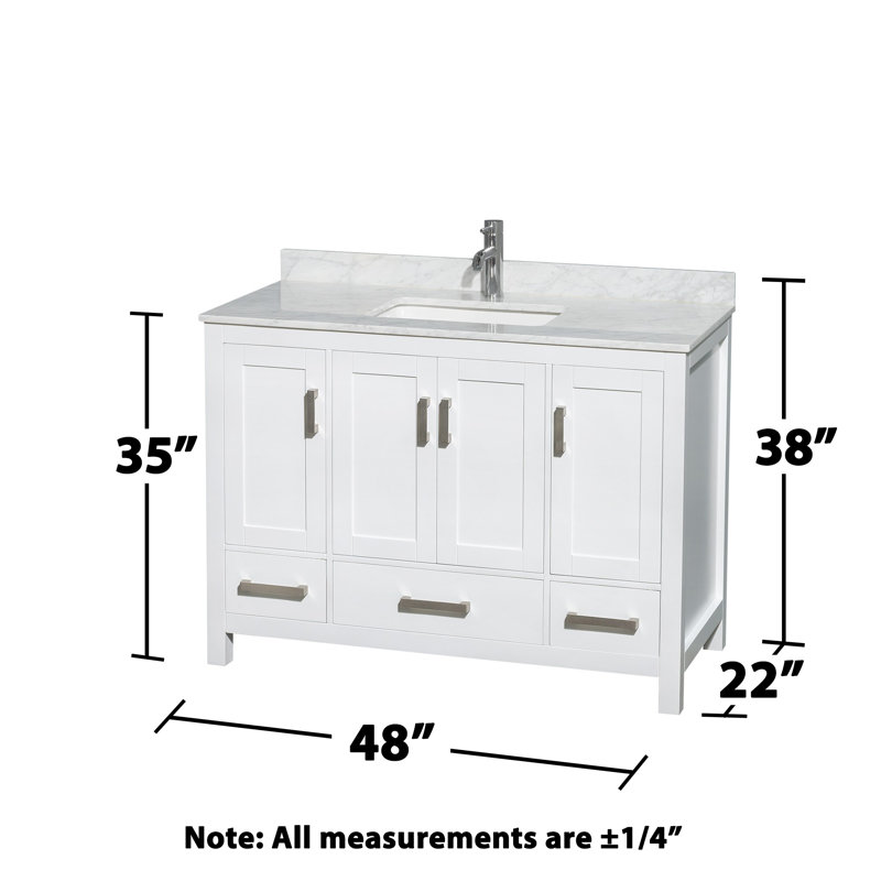 Sheffield 48" Single Bathroom Vanity Set with Mirror, White, Brushed Chrome