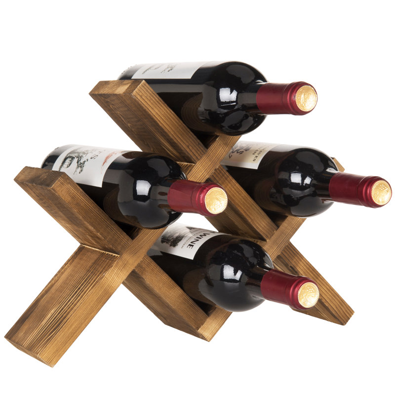 Padulsky Solid Wood Tabletop Wine Bottle Rack, Pine, Brown