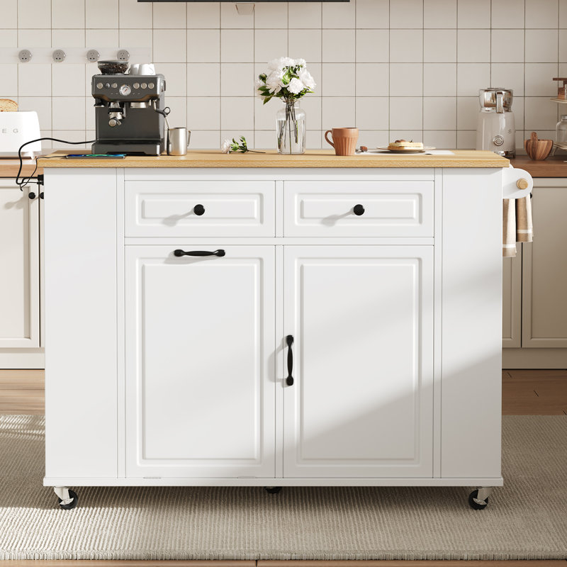 Wood Kitchen Cart, White