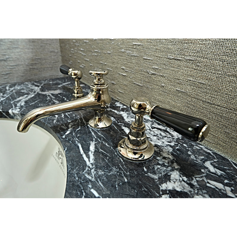 Connaught Black Lever Widespread Bathroom Faucet, Silver Nickel