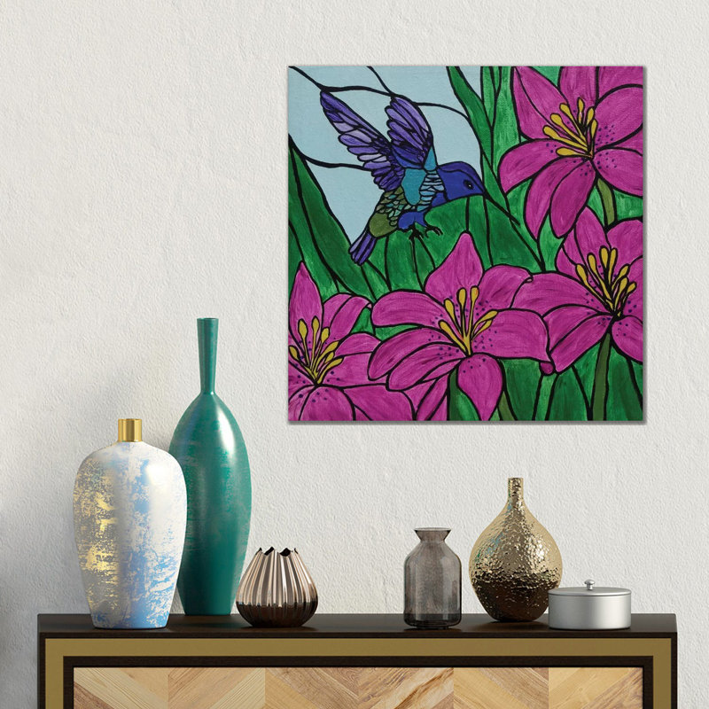 Groovy Little Hummingbird by Rachel Olynuk - Wrapped Canvas Gallery-Wrapped Canvas Giclée, 45.72 cm H x 45.72 cm W