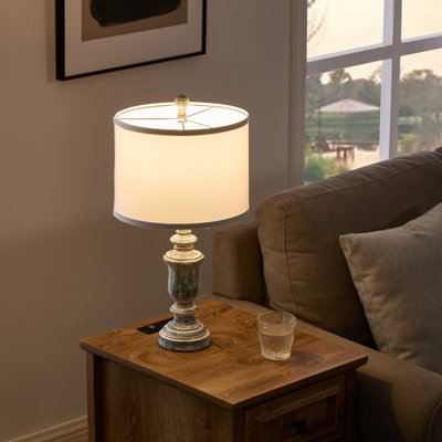 22" Distressed Blue Resin Table Lamp Set