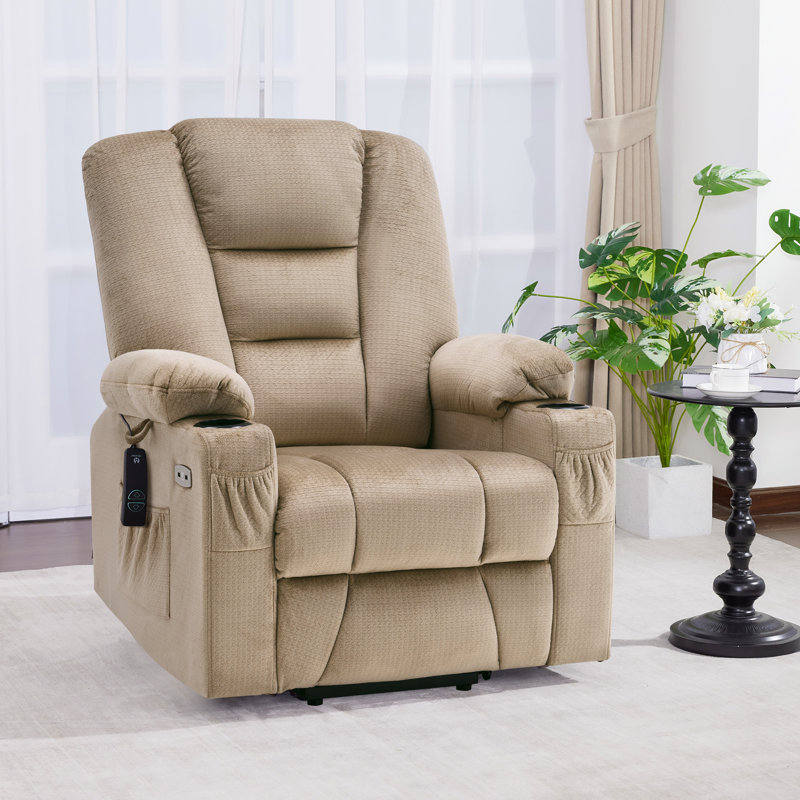 Fauteuil inclinable électrique avec chauffant et massage, Beige