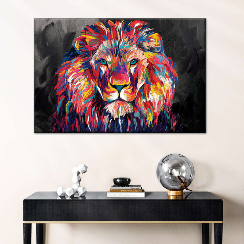 Lion's Gaze Abstract Color Canvas Print, 24" H x 16" W x 1.25" D