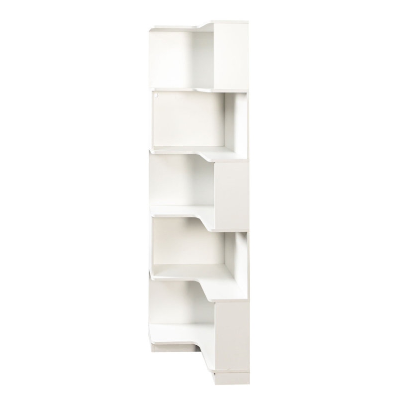 Bibliothèque d'angle avec bibliothèque à 5 niveaux, Blanc