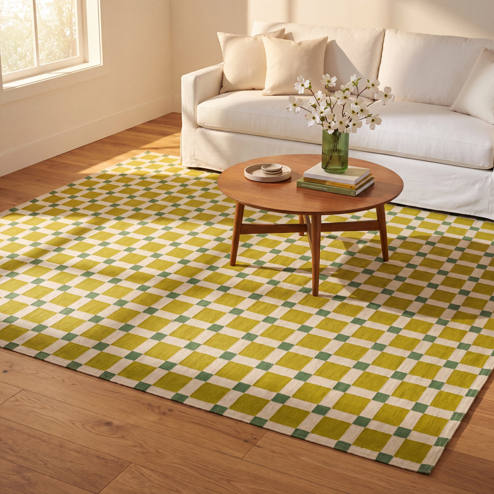 Icon Green Geometric Outdoor Rug, Rectangle 5'3" x 7'6"
