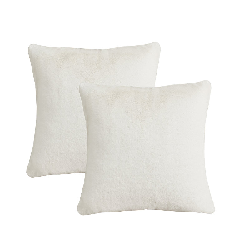  Faux Fur Throw Square Pillow Cover, Gardenia