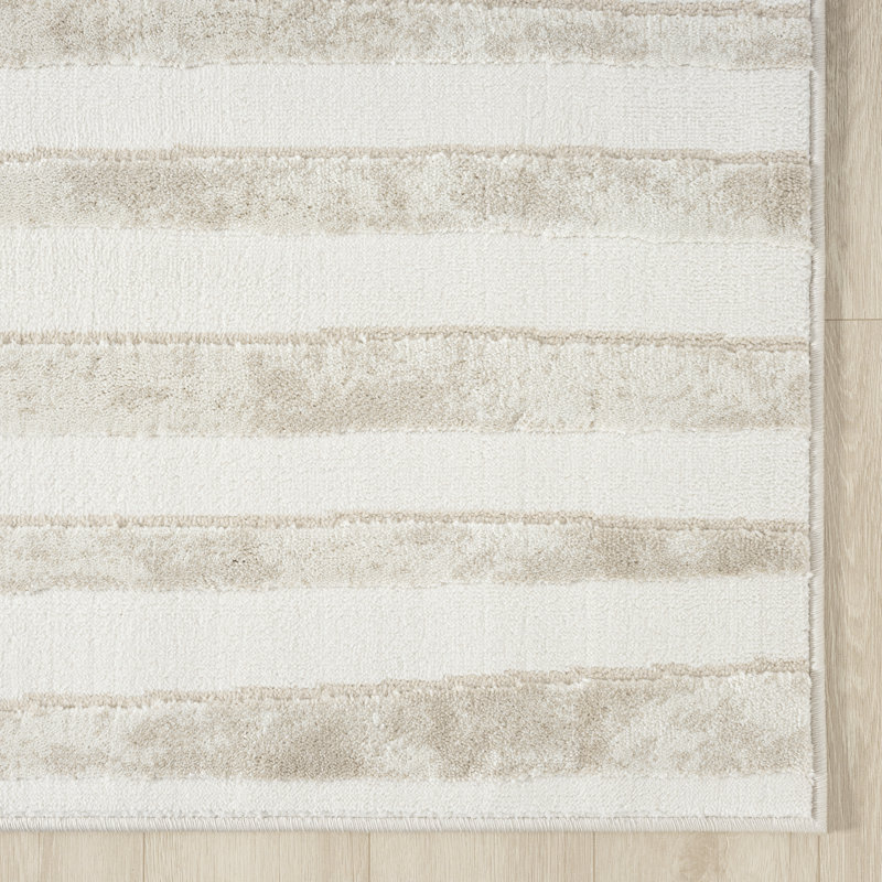 Tapis beige crème à rayures Abani Jestha, Rectangle 4pi x 6 pi