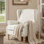 Fauteuil d'appoint à oreilles Chloris, fauteuil rembourré en lin avec garniture cloutée, pieds en bois massif tourné, fauteuil de lecture de style maison de campagne-1049527300
