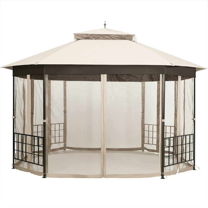 12 Ft. W x 10 Ft. D Steel Patio Gazebo, Beige