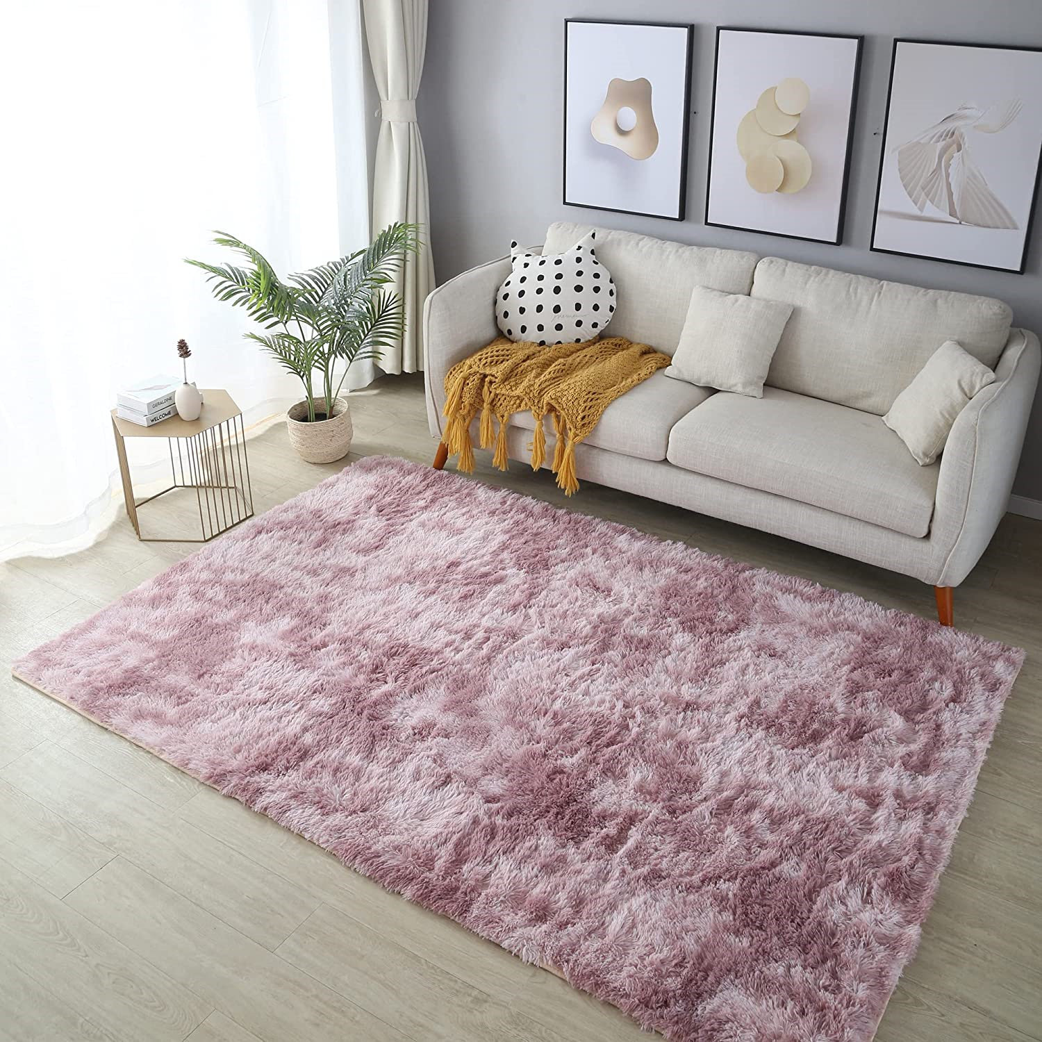 Ebern Designs Isidore Blush Area Rug, Pink