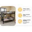 Lit superposé simple au-dessus d'un lit simple en métal pour les filles, structure de lit en métal avec échelles et garde-corps, 2 lits convertibles, aucun sommier requis