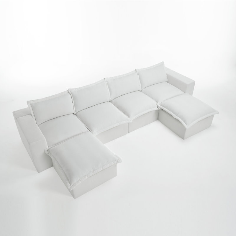 6 Seater Seating Component, Beige Chenille