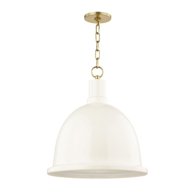 Blair 1 - Light Single Pendant, Cream, Aged Brass, 21.25" H x 16" W x 16" D