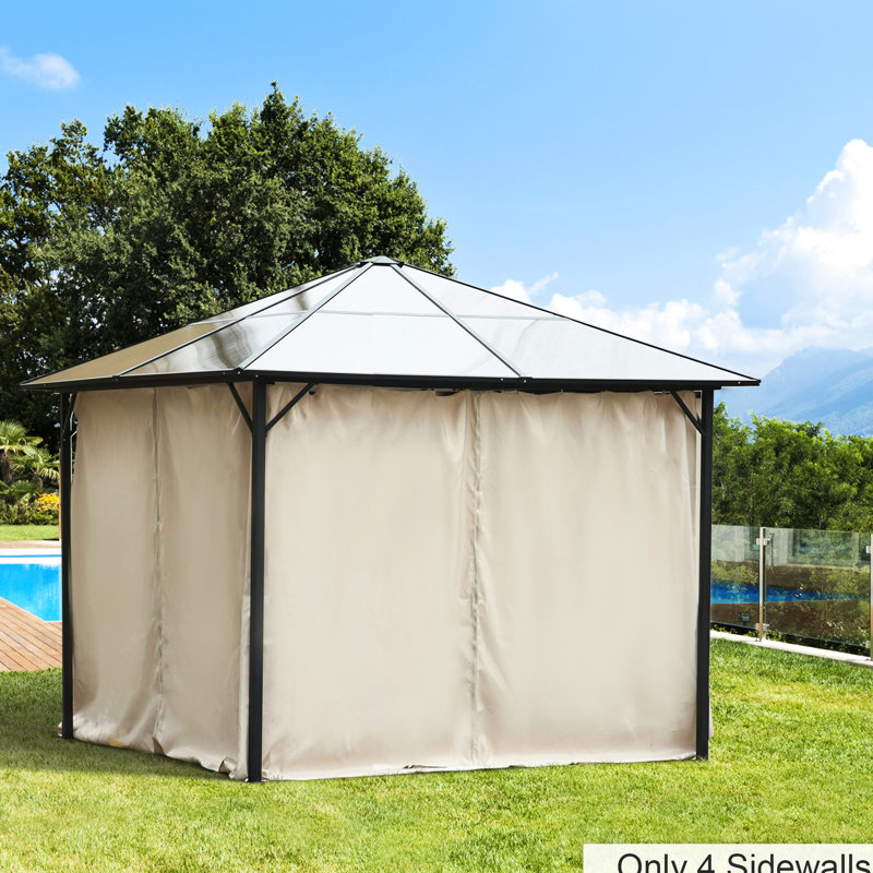 Panneau latéral beige de pavillon de jardin, 10 pi x 10 pi, avec et crochet, pour les cabanes d'extérieur, facile à installer