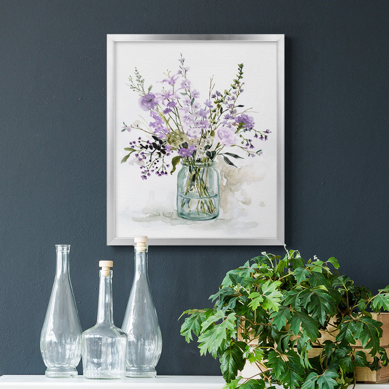 Toile encadrée de qualité supérieure «Purple Passion II» - prête à être accrochée, Argent, H 20 po x l 16 po