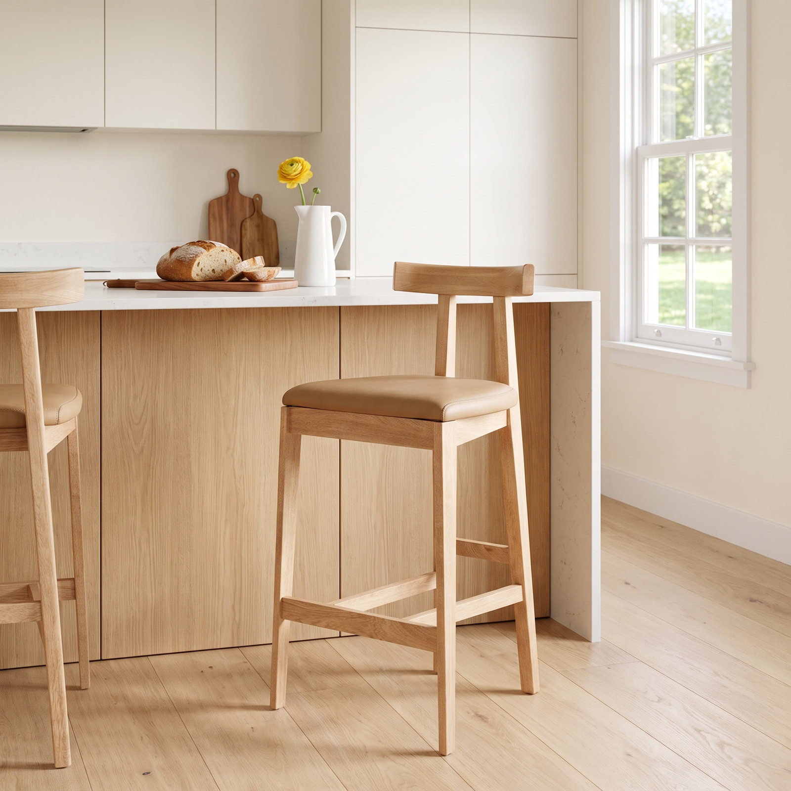 Seville 30" Bar Stool, Natural, Counter Stool (26” Seat Height)