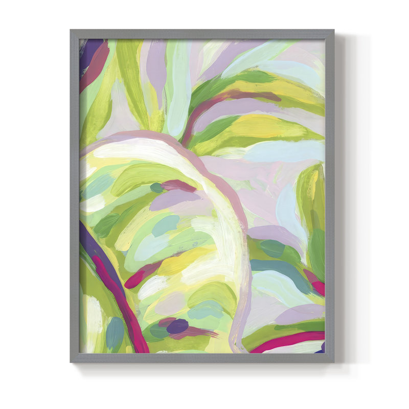 Impression encadrée Bright Tropical Abstraction III - bois massif, Gris, H 11 po x l 9 po
