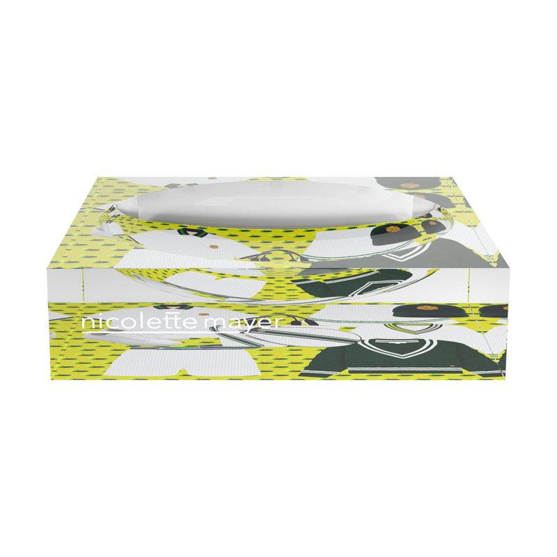 Square Abstract Decorative Tray, 6"W x 6"D x 2"H, Chartreuse Kelly