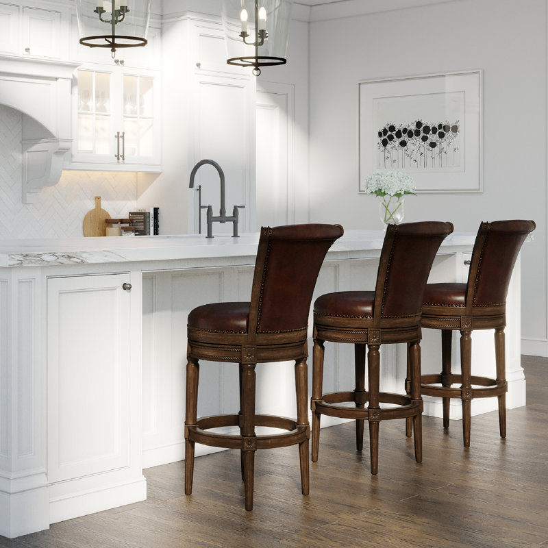 Pullman Dark Walnut 31" Swivel Bar Stool with Vegan Leather