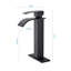 Robinet de lavabo de salle de bain avec poignée simple, bec cascade, bonde escamotable, acier inoxydable noir mat, cascade douce, installation simple pour les éviers sans trop-plein