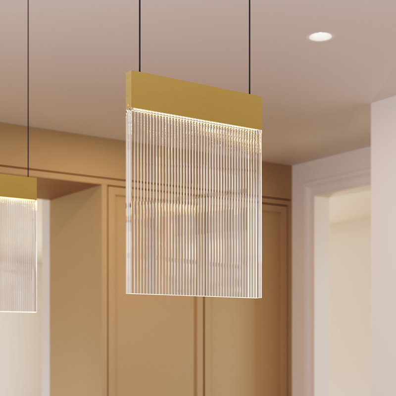 V Panels 1 - Light LED Pendant, Brass