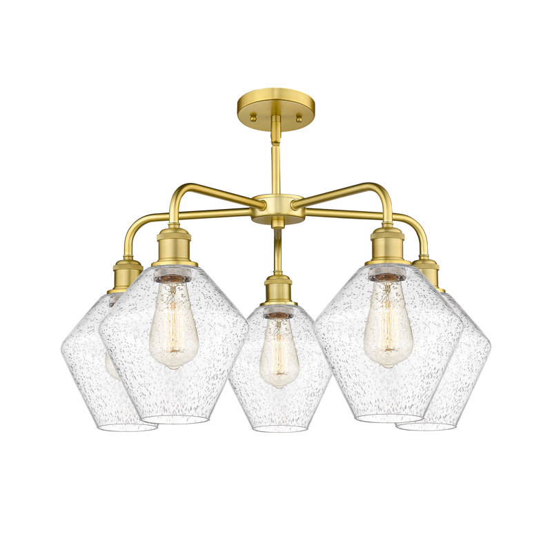 Lustre à 5 lumières, Bullé, Or satiné