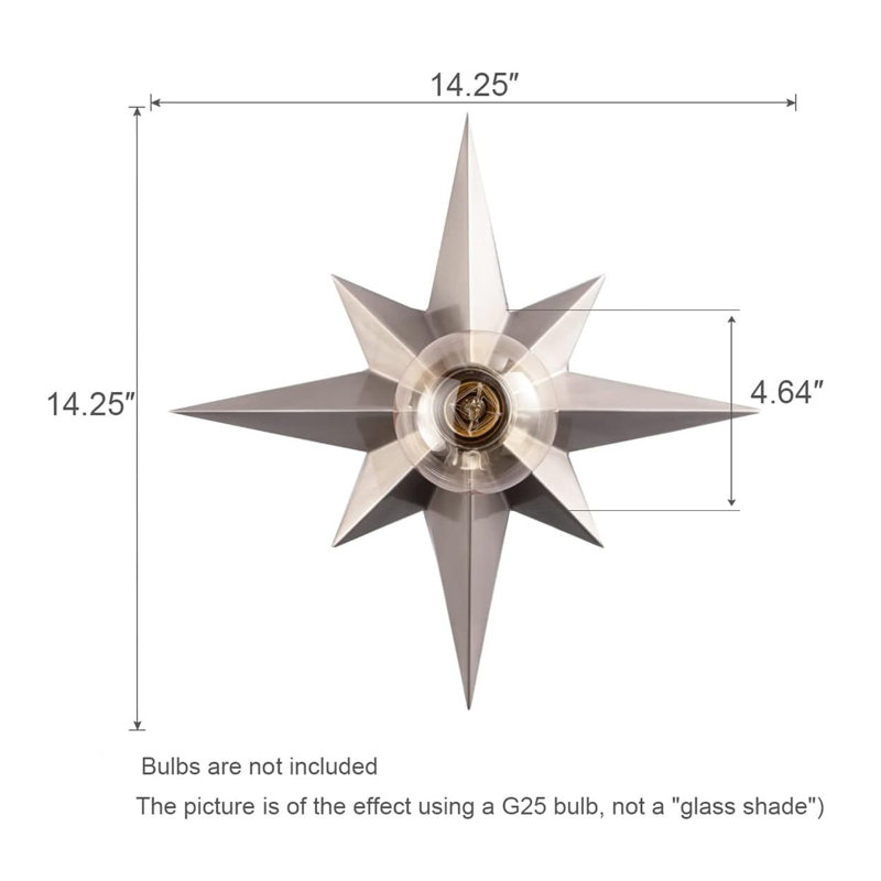 Star Flush Mount Ceiling Light - Perfect for Bedroom, Study, Hallway and Entryway, Satin