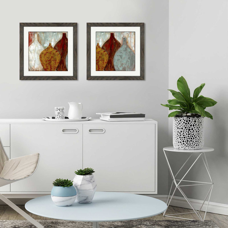 « santillana », ensemble de 2 reproductions de peintures à l’acrylique encadrées, H 16,5 po x l 33 po x P 1 po, Blanc mat